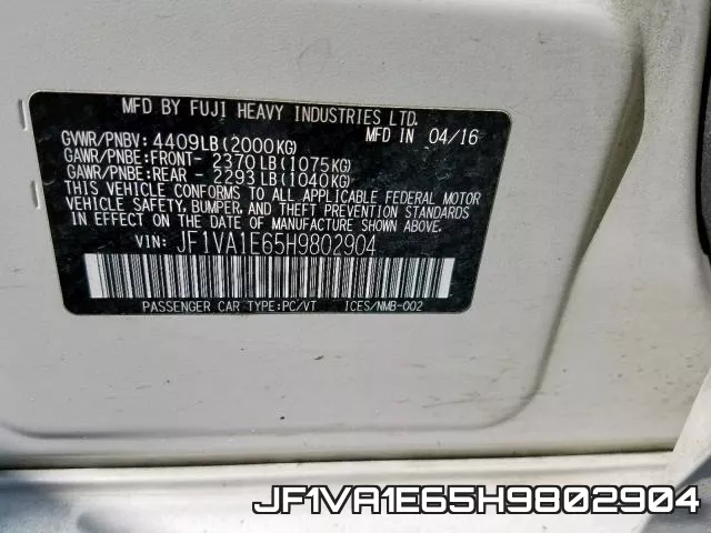 JF1VA1E65H9802904 фото 2