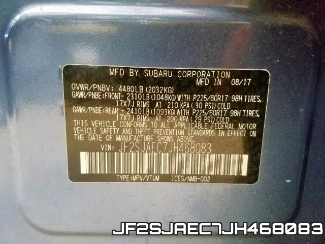 JF2SJAEC7JH468083 фото 2