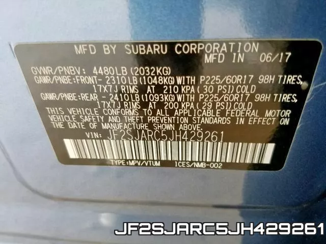 JF2SJARC5JH429261 фото 2