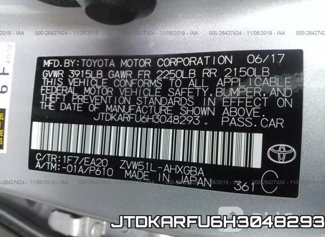 JTDKARFU6H3048293 фото 10