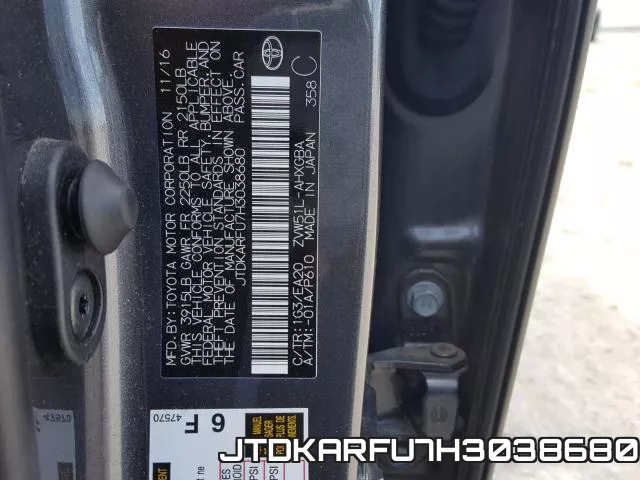 JTDKARFU7H3038680 фото 2
