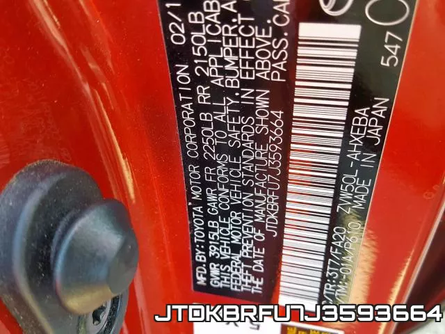 JTDKBRFU7J3593664 фото 2