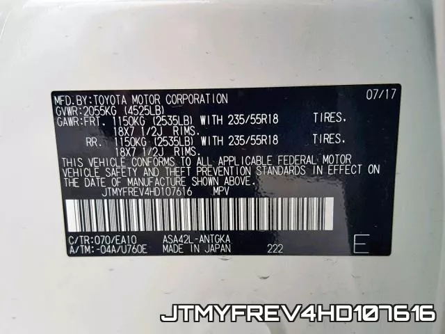 JTMYFREV4HD107616 фото 2