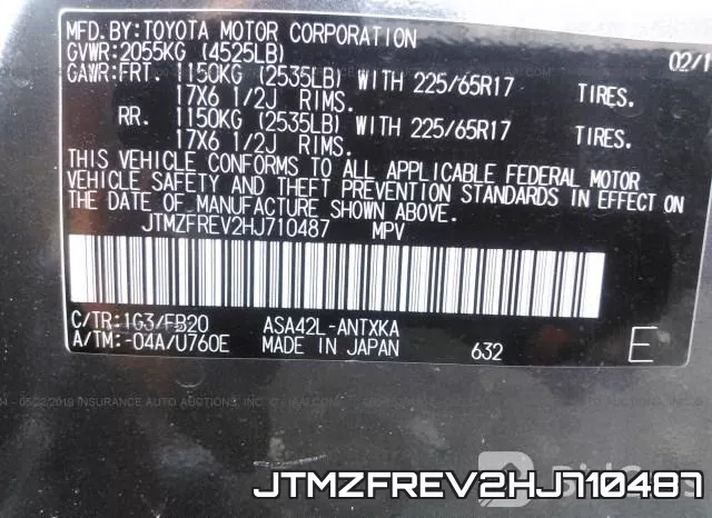 JTMZFREV2HJ710487 фото 10