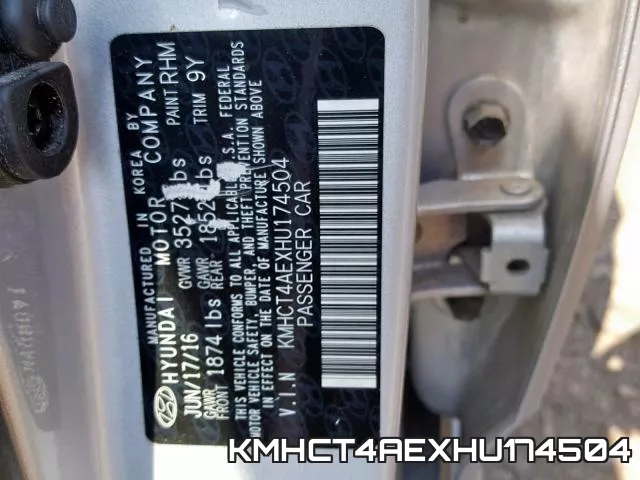 KMHCT4AEXHU174504 фото 2