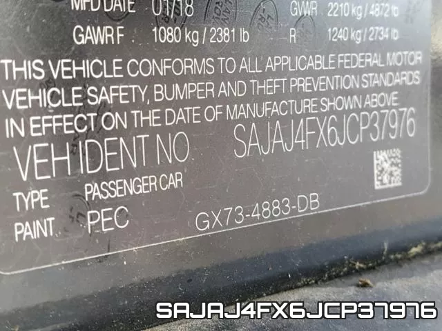 SAJAJ4FX6JCP37976 фото 2