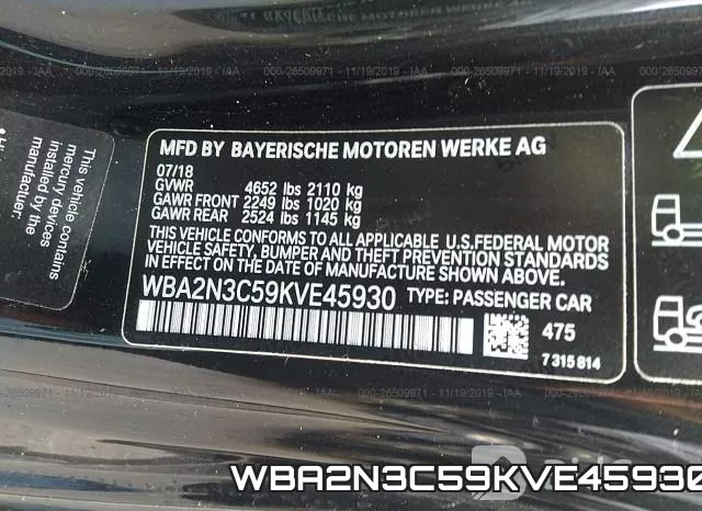 WBA2N3C59KVE45930 фото 10