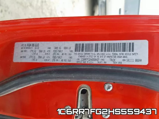 1C6RR7FG2HS559437 фото 2