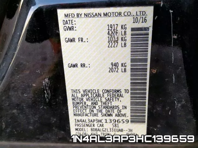 1N4AL3AP3HC139659 фото 2