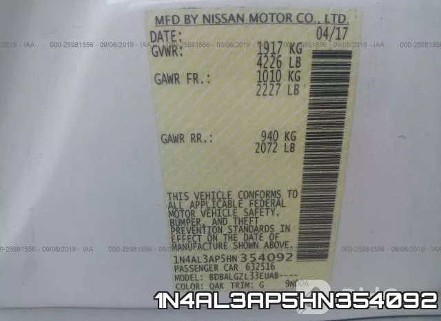 1N4AL3AP5HN354092 фото 10