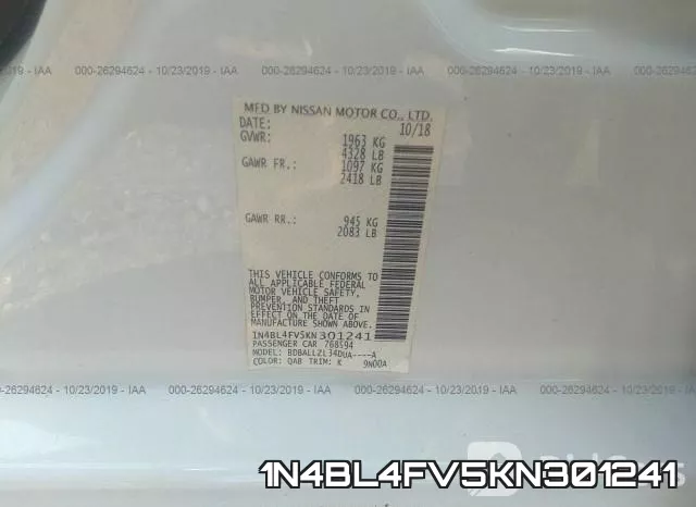 1N4BL4FV5KN301241 фото 10
