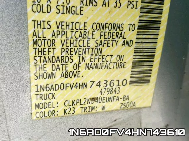 1N6AD0FV4HN743610 фото 2