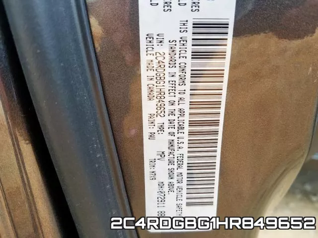 2C4RDGBG1HR849652 фото 2