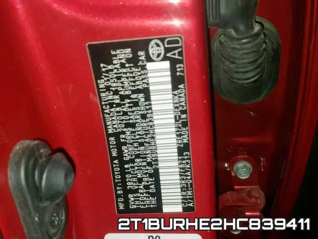 2T1BURHE2HC839411 фото 2