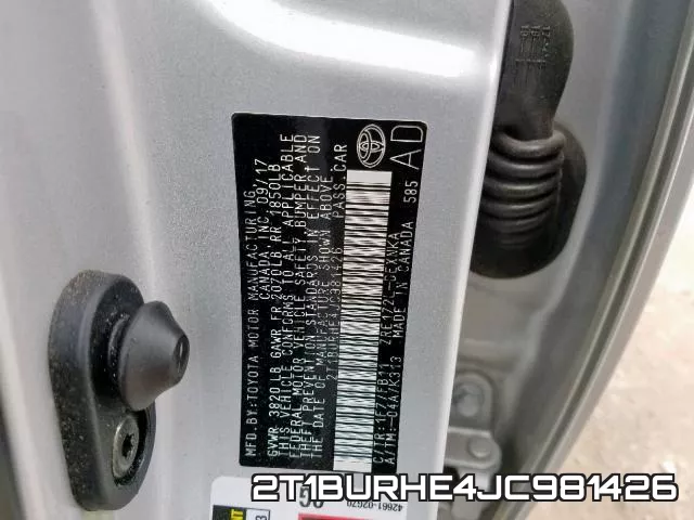2T1BURHE4JC981426 фото 2
