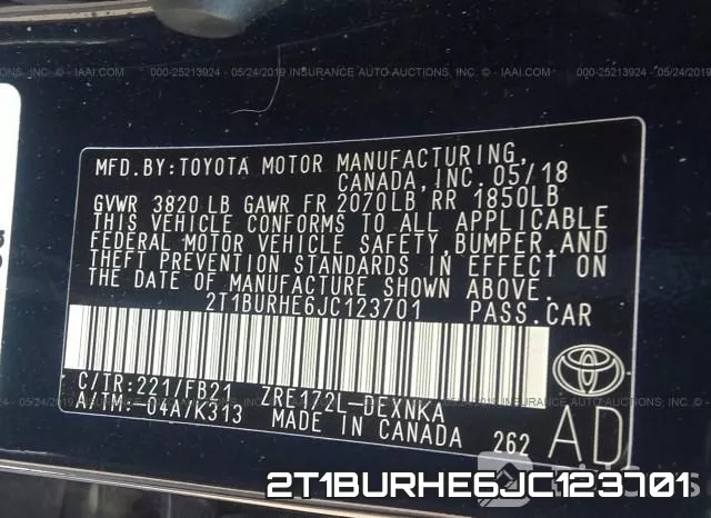 2T1BURHE6JC123701 фото 9