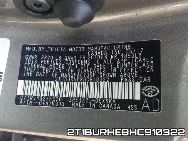 2T1BURHE8HC910322 фото 2
