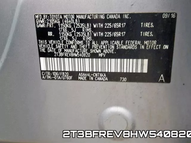 2T3BFREV8HW540820 фото 2