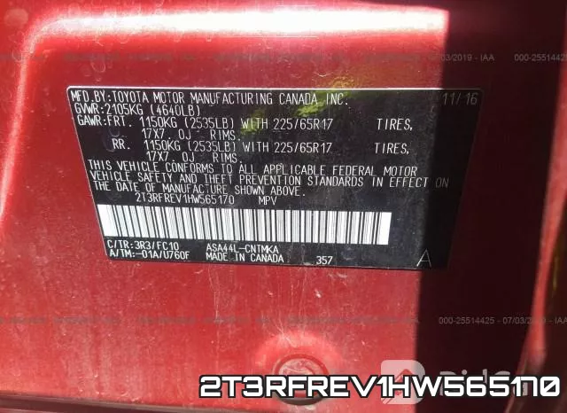 2T3RFREV1HW565170 фото 10
