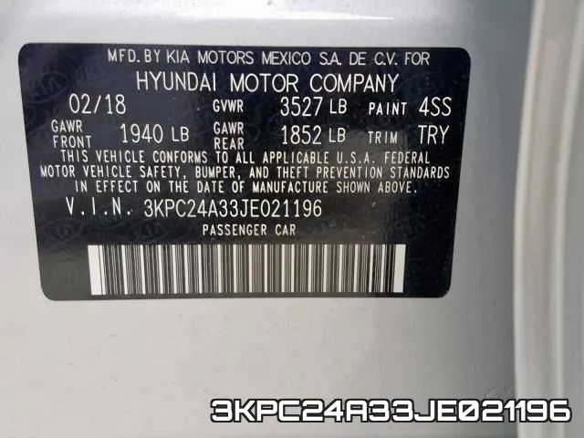 3KPC24A33JE021196 фото 2