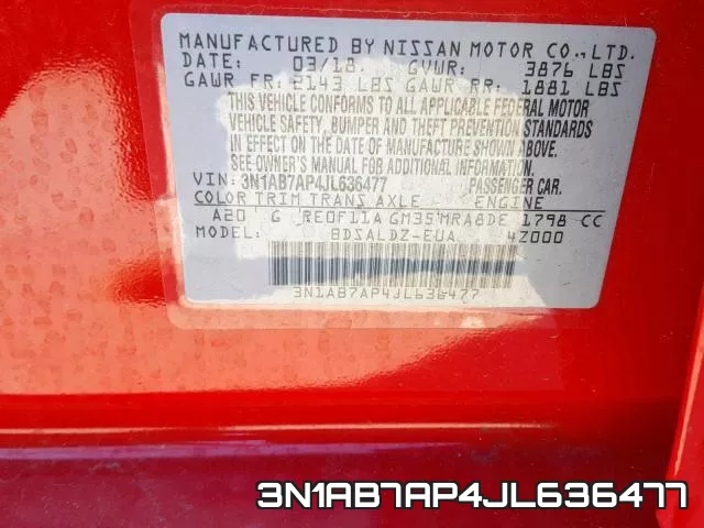 3N1AB7AP4JL636477 фото 2