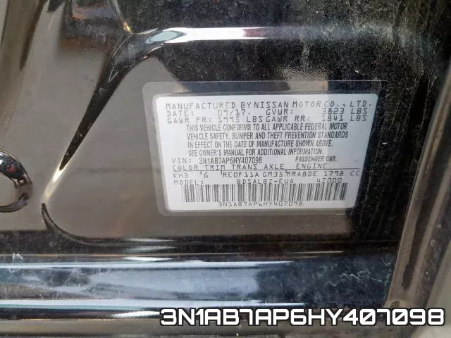 3N1AB7AP6HY407098 фото 2