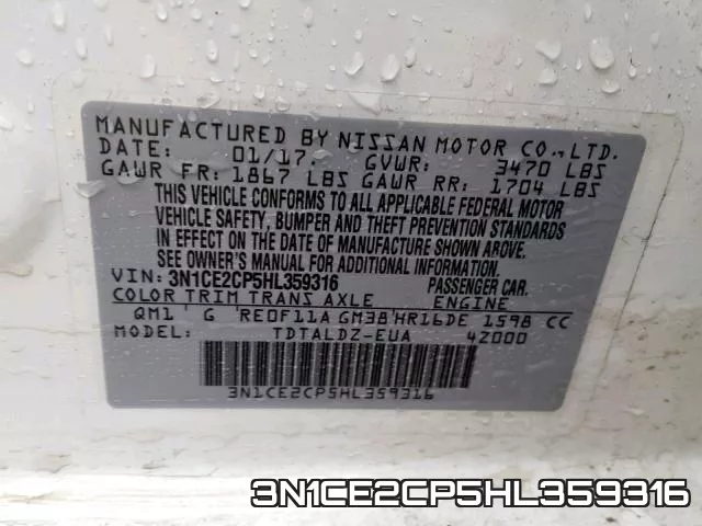 3N1CE2CP5HL359316 фото 2