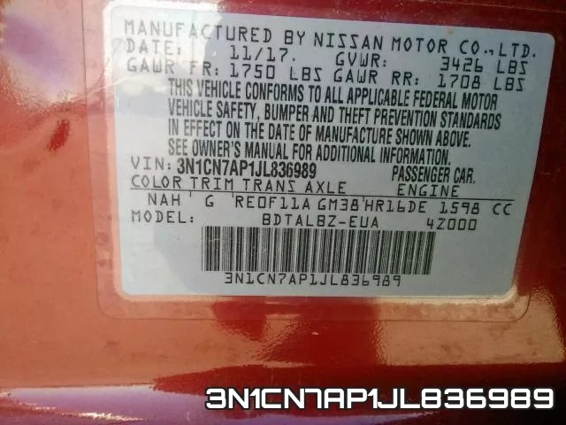 3N1CN7AP1JL836989 фото 2