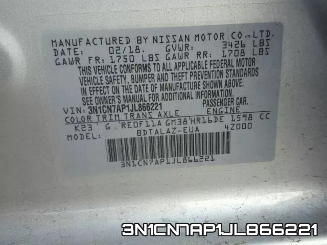 3N1CN7AP1JL866221 фото 2