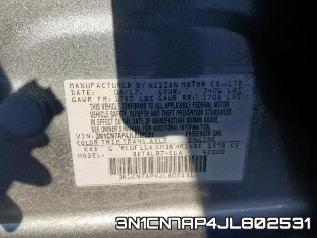 3N1CN7AP4JL802531 фото 2