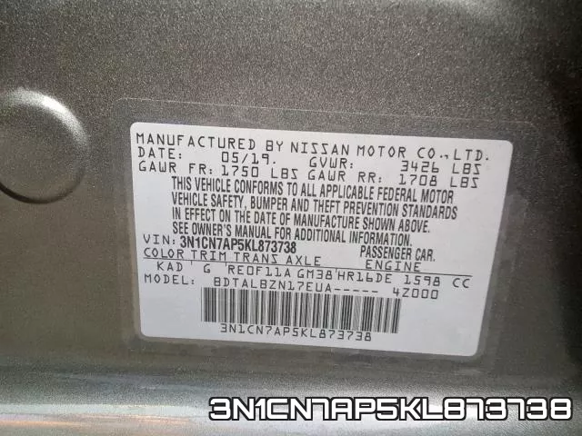 3N1CN7AP5KL873738 фото 2