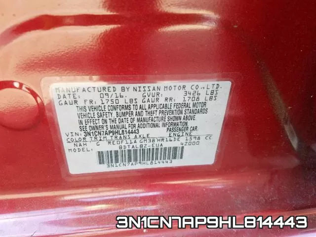 3N1CN7AP9HL814443 фото 2