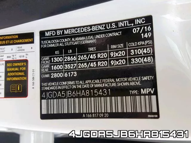 4JGDA5JB6HA815431 фото 2