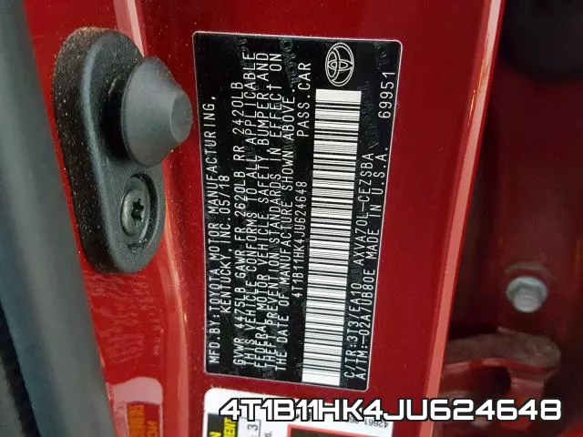 4T1B11HK4JU624648 фото 2