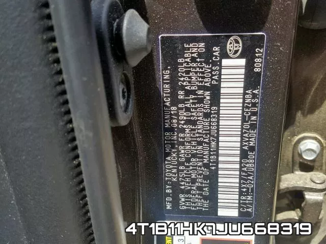 4T1B11HK7JU668319 фото 2