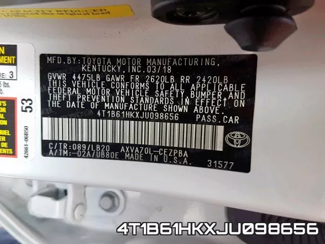 4T1B61HKXJU098656 фото 2