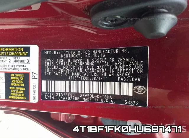 4T1BF1FK0HU687471 фото 10