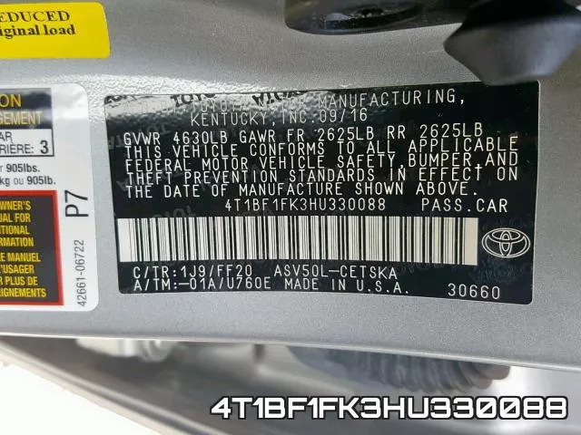 4T1BF1FK3HU330088 фото 2
