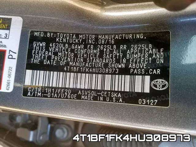 4T1BF1FK4HU308973 фото 2
