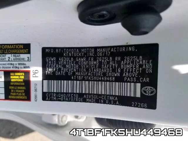 4T1BF1FK5HU449468 фото 2