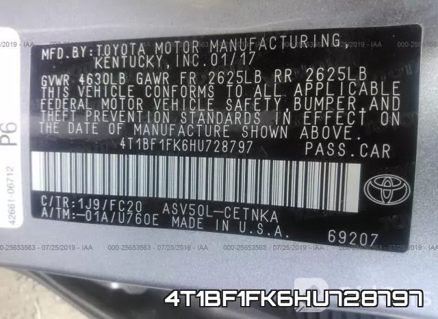 4T1BF1FK6HU728797 фото 10