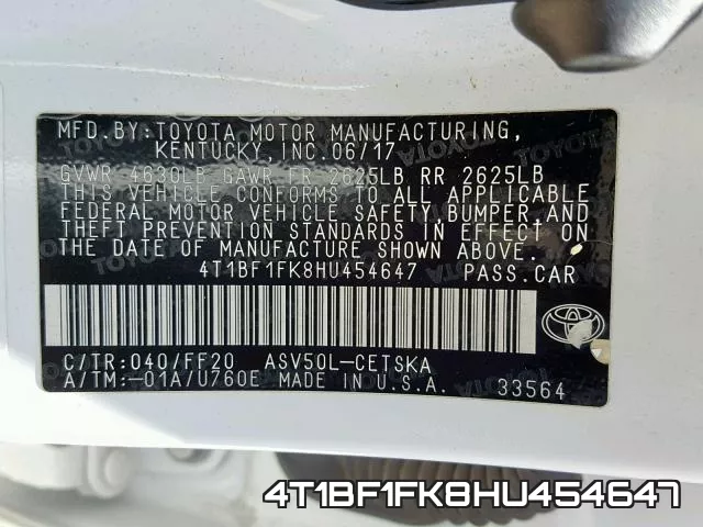 4T1BF1FK8HU454647 фото 2