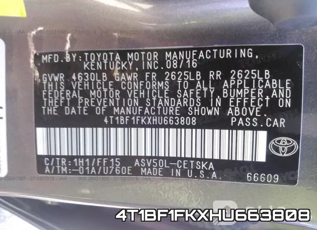 4T1BF1FKXHU663808 фото 9