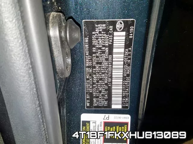 4T1BF1FKXHU813089 фото 2