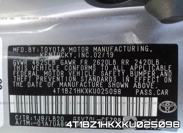 4T1BZ1HKXKU025098 фото 10