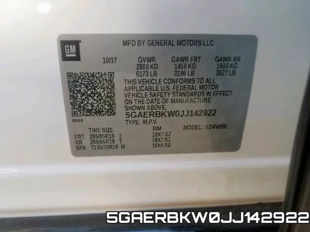 5GAERBKW0JJ142922 фото 2