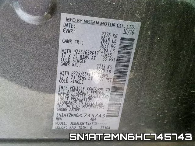 5N1AT2MN6HC745743 фото 2