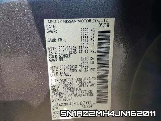 5N1AZ2MH4JN162011 фото 2