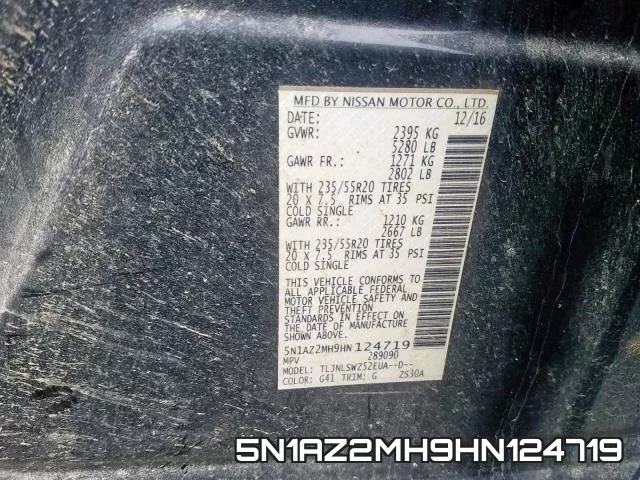 5N1AZ2MH9HN124719 фото 2