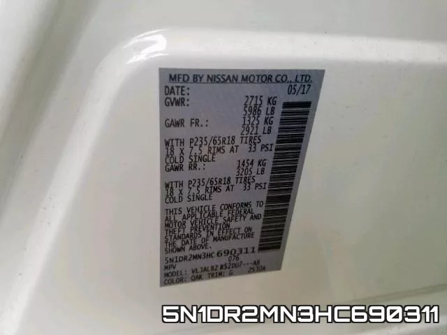 5N1DR2MN3HC690311 фото 2